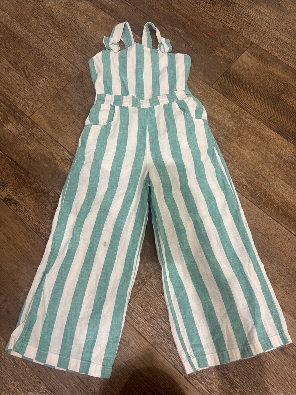 Cat & Jack Teal and White Striped Kids Jumpsuit